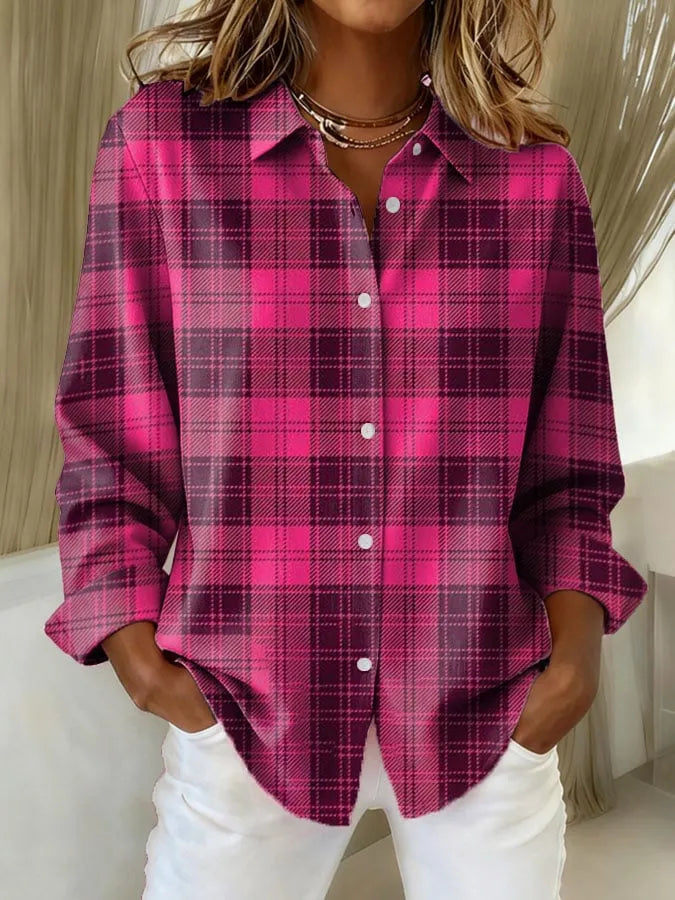 Adeline | Women's Casual Retro Plaid Shirt