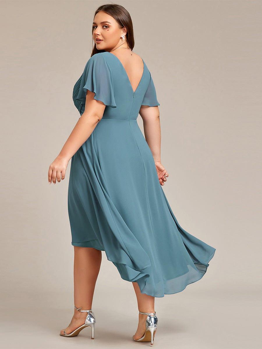 pretty FAYE|Plus Size V-Neck High-Low Chiffon Wedding Guest Dress