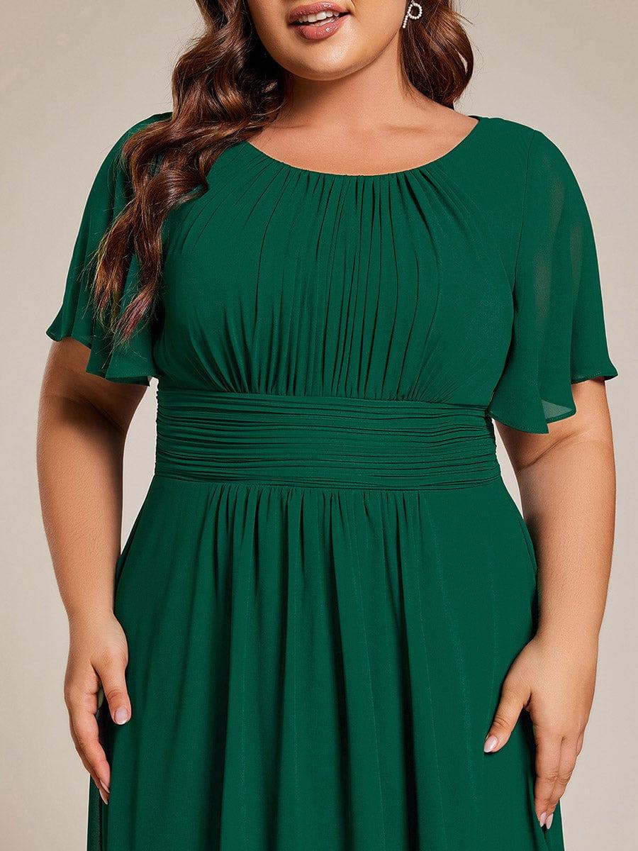 pretty EDEN|Plus Size Chiffon Round Neckline A-Line Midi Wedding Guest Dress