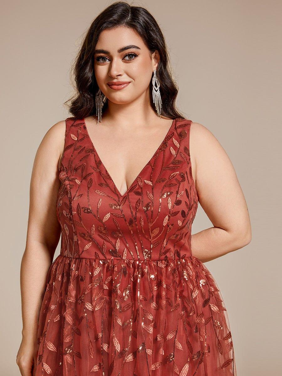pretty ROUX|Plus Size Sleeveless Sequin A-Line Midi Wedding Guest Dress（Final Sale）