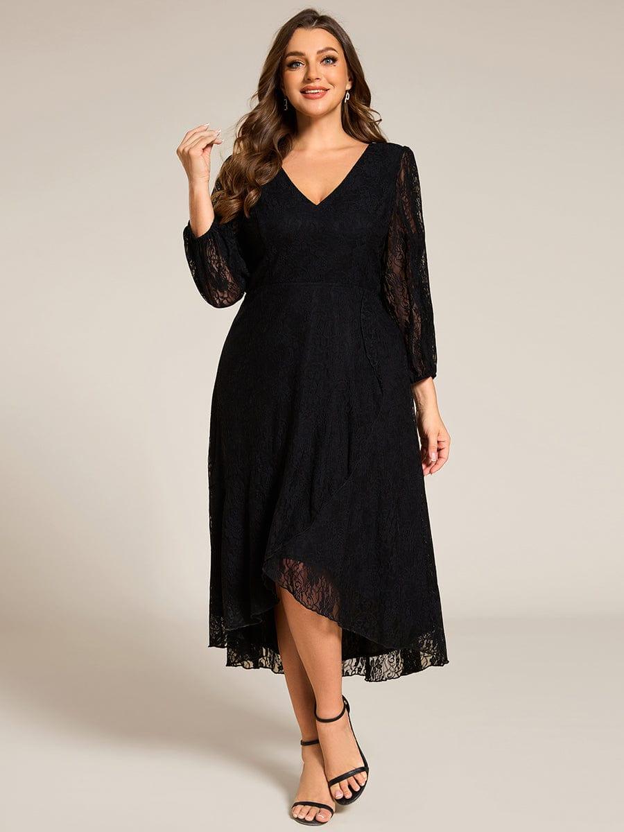 pretty CAMILLE|Plus Size High-Low Lace Wedding Guest Dress(Final Sale)