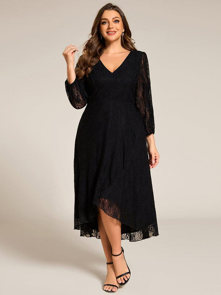pretty CAMILLE|Plus Size High-Low Lace Wedding Guest Dress(Final Sale)