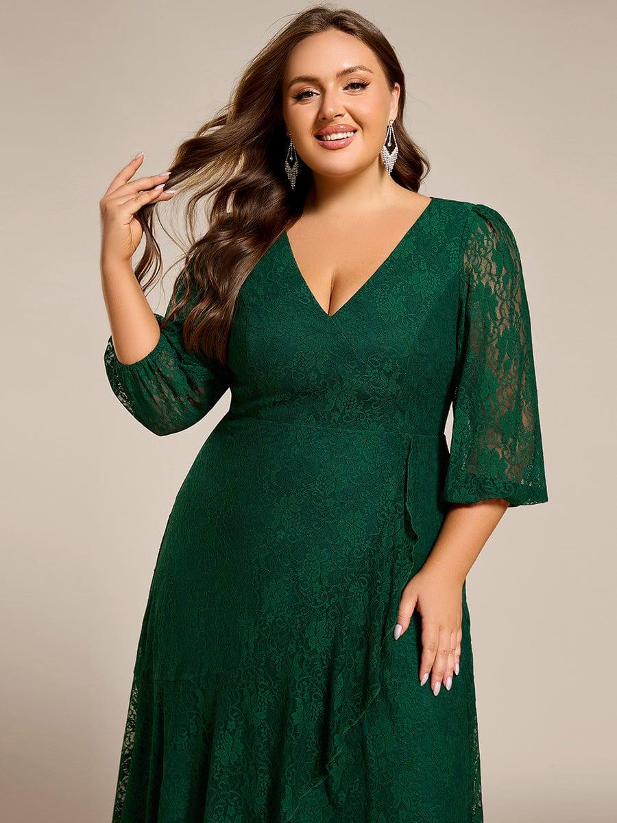 pretty CAMILLE|Plus Size High-Low Lace Wedding Guest Dress(Final Sale)