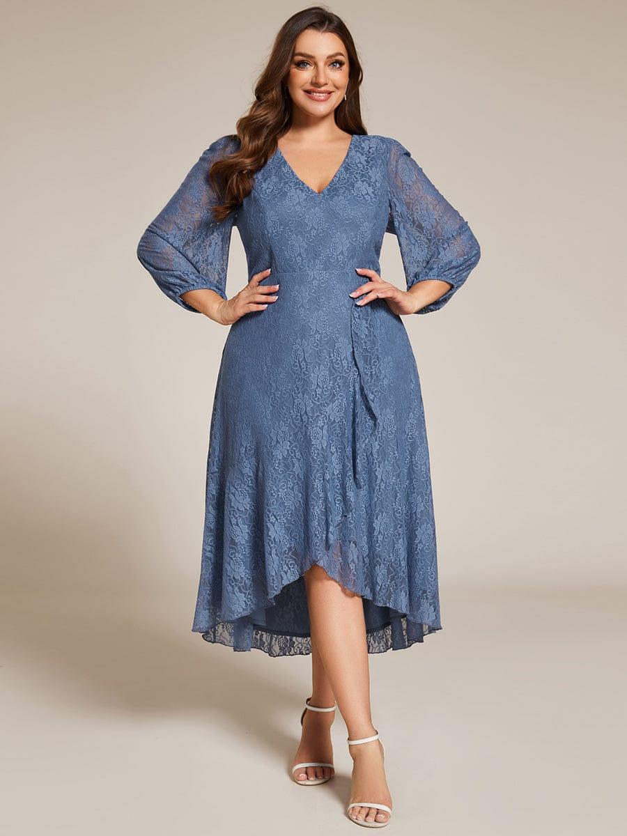 pretty CAMILLE|Plus Size High-Low Lace Wedding Guest Dress(Final Sale)