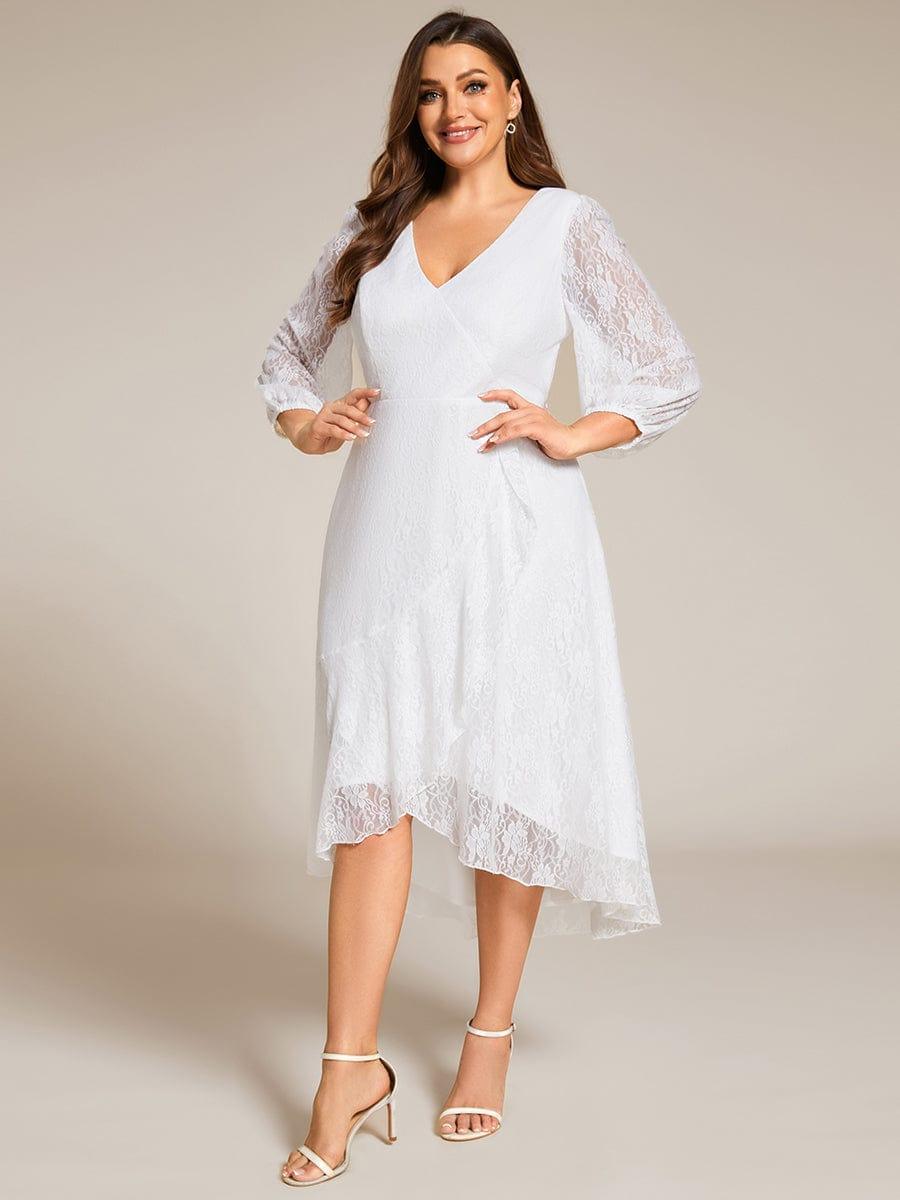 pretty CAMILLE|Plus Size High-Low Lace Wedding Guest Dress(Final Sale)