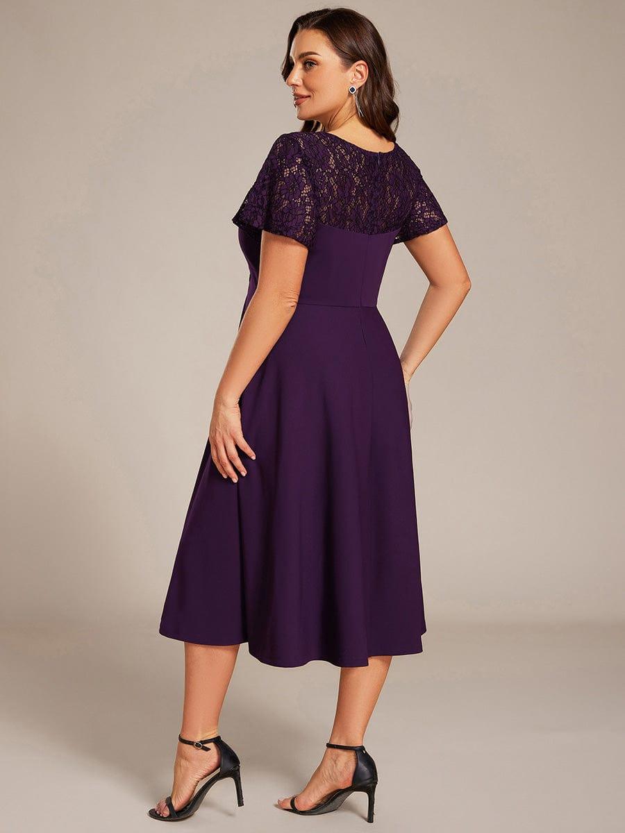 pretty EVIE|Plus Size Hollow Out Midi Wedding Guest Dress With Pockets
