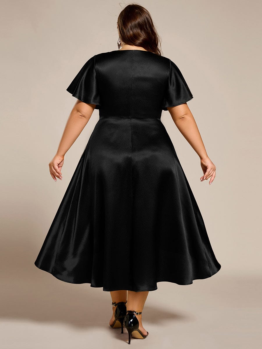 pretty SCARLEN | Plus Size High-Low Satin Guest Dress with Pockets