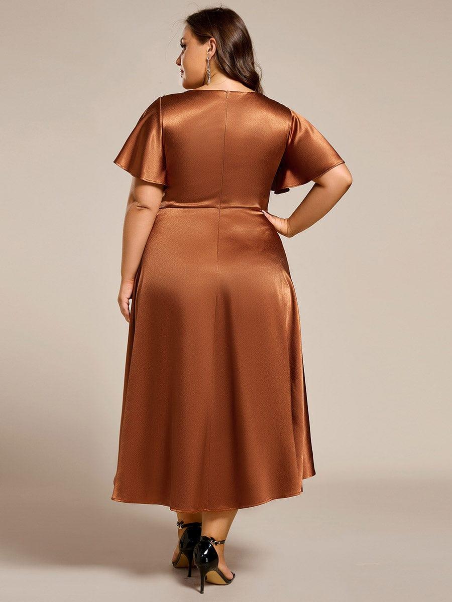 pretty SCARLEN | Plus Size High-Low Satin Guest Dress with Pockets