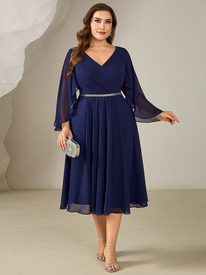 ever WYNN|Plus Size V-Neck Chiffon Wedding Guest Dress