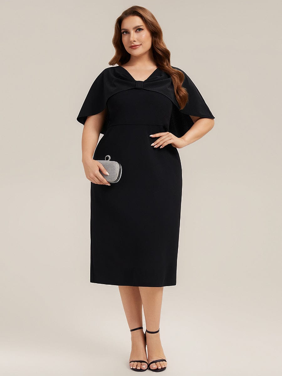 Plus Size Knit Shawl Sleeve Sheath Dress
