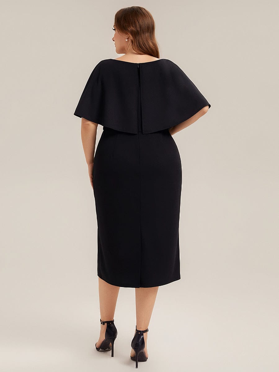 Plus Size Knit Shawl Sleeve Sheath Dress