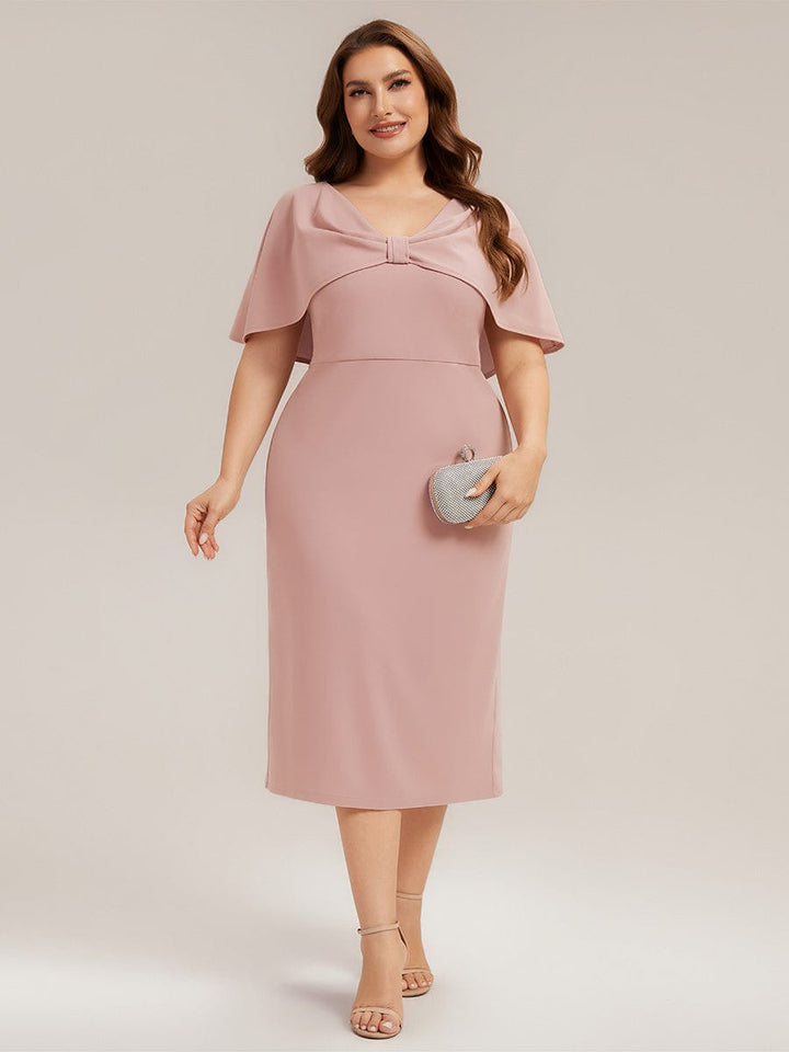 Plus Size Knit Shawl Sleeve Sheath Dress