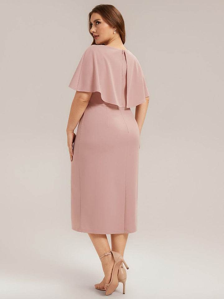Plus Size Knit Shawl Sleeve Sheath Dress