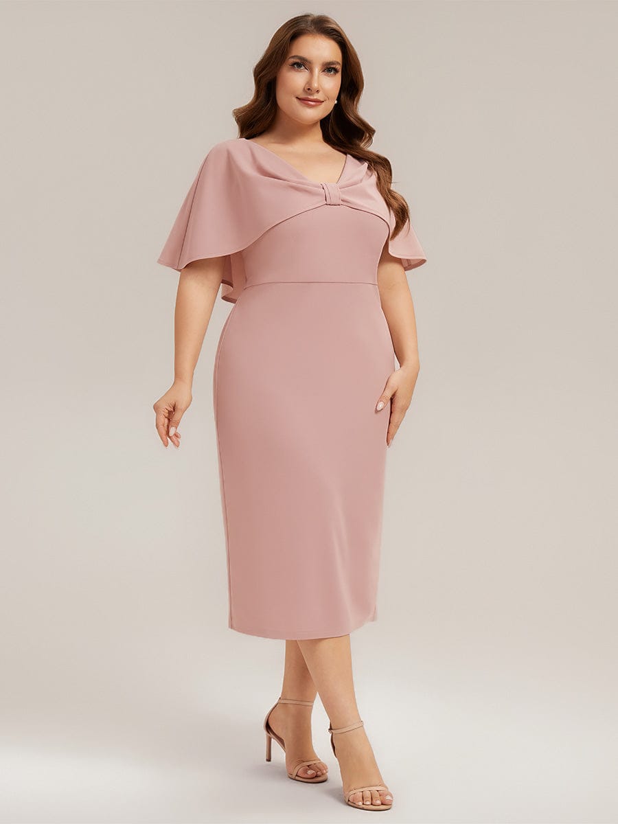 Plus Size Knit Shawl Sleeve Sheath Dress