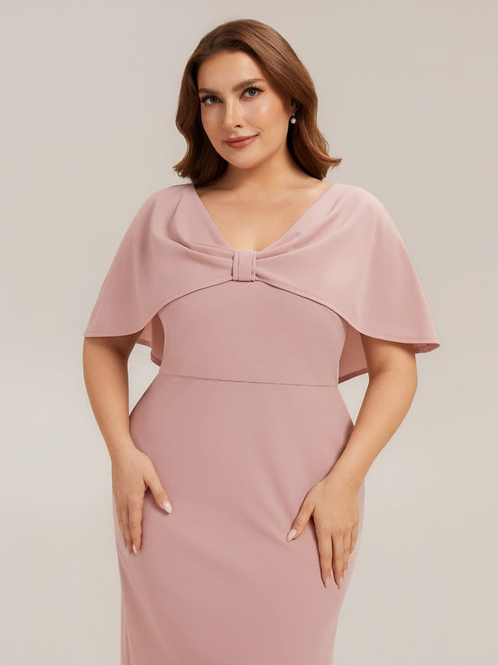 Plus Size Knit Shawl Sleeve Sheath Dress