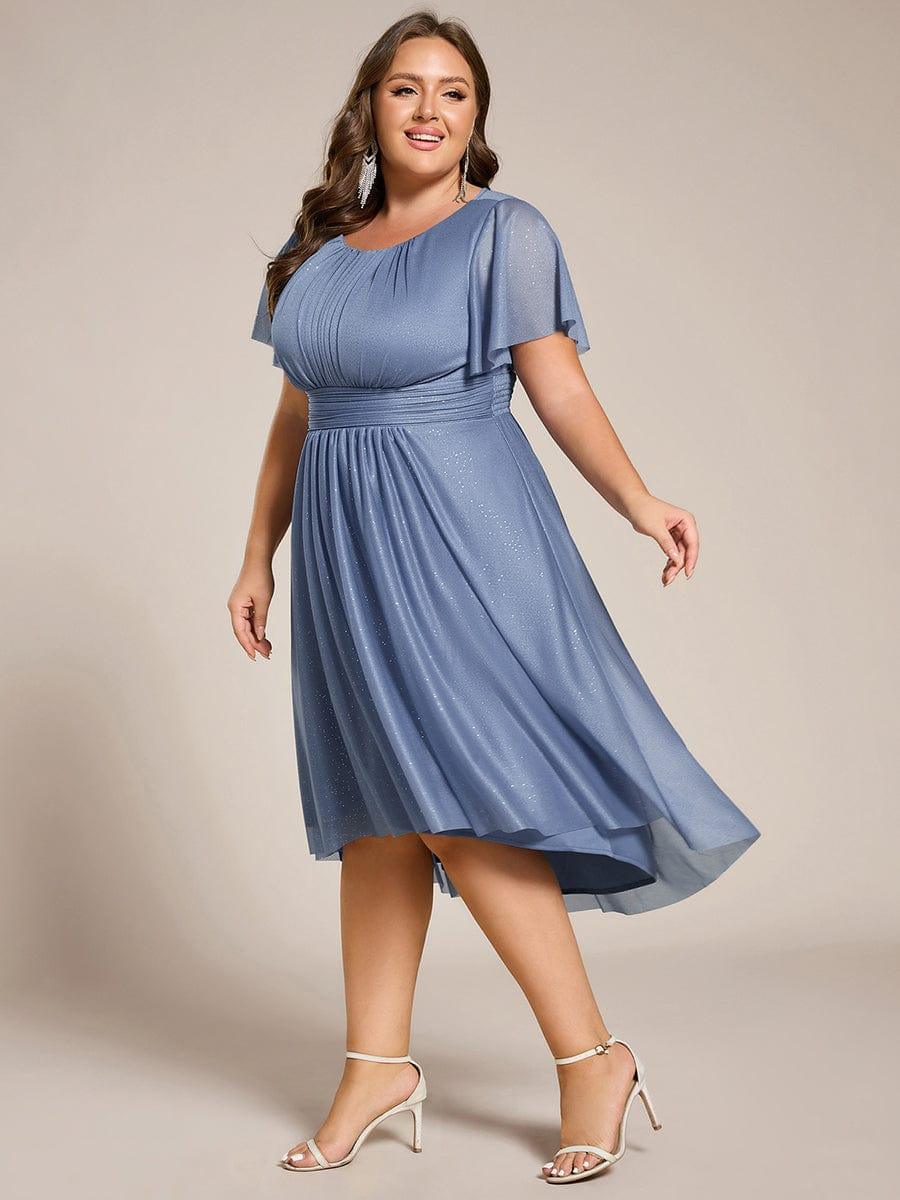 pretty CLARYN|Plus Size Glitter Round Neck Midi Wedding Guest Dress
