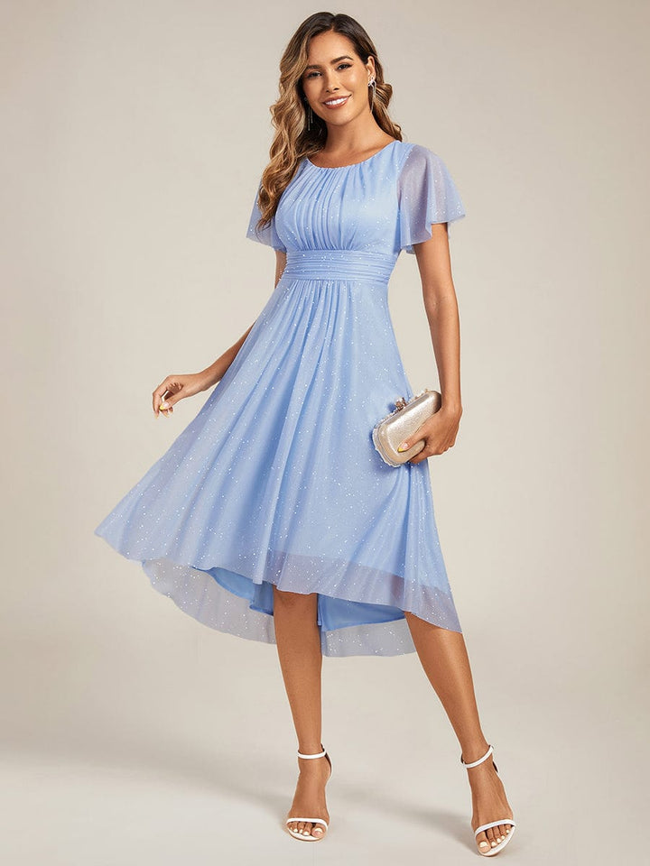 pretty CLARYN|Plus Size Glitter Round Neck Midi Wedding Guest Dress