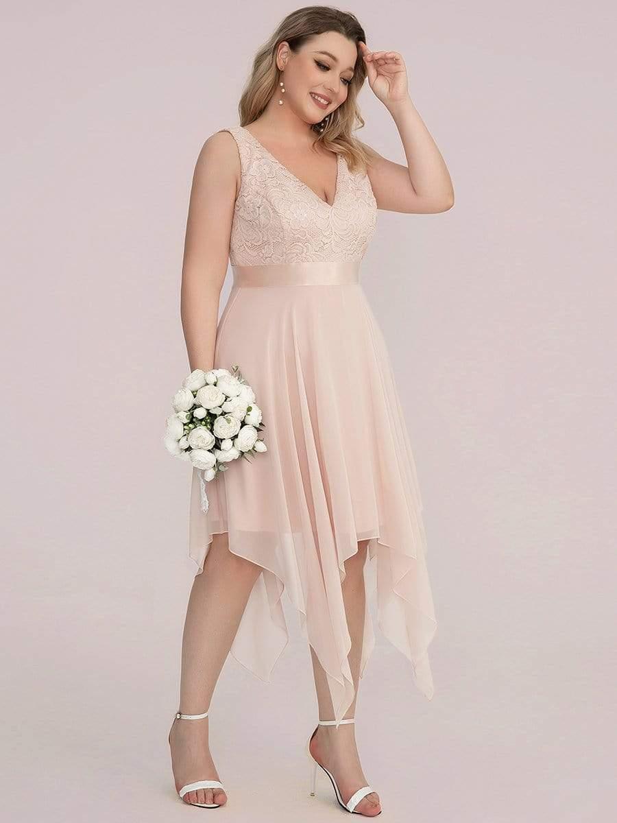 pretty COSTA|Plus Size Stunning V Neck Lace & Chiffon Prom Dress for Women (Final Sale)