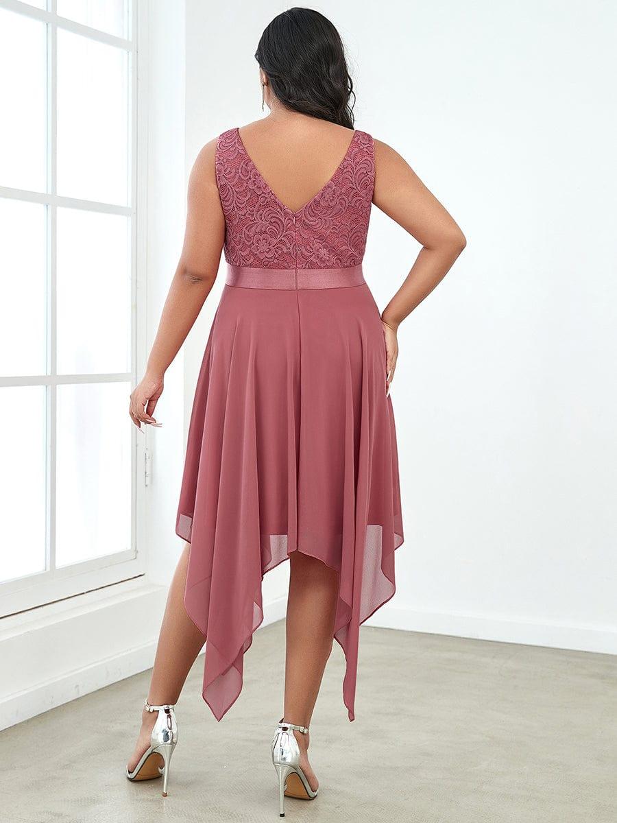 pretty COSTA|Plus Size Stunning V Neck Lace & Chiffon Prom Dress for Women (Final Sale)