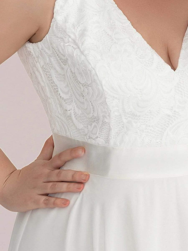 pretty COSTA|Plus Size Stunning V Neck Lace & Chiffon Prom Dress for Women (Final Sale)