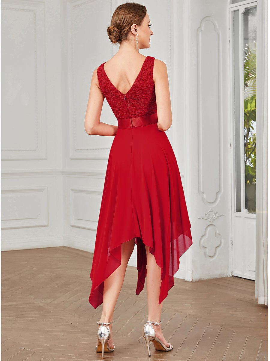 pretty COSTA|Plus Size Stunning V Neck Lace & Chiffon Prom Dress for Women (Final Sale)