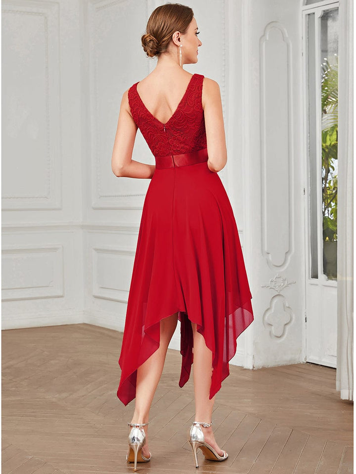 pretty COSTA|Plus Size Stunning V Neck Lace & Chiffon Prom Dress for Women (Final Sale)