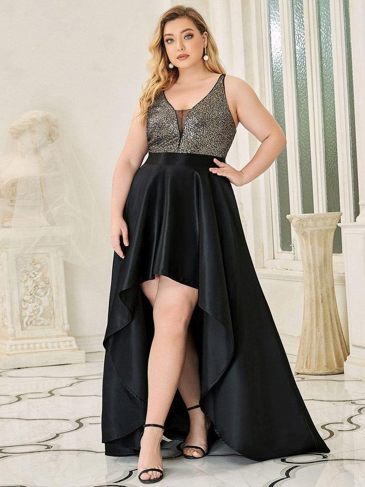 pretty ALYNA|Sparkly Plus Size Prom Dresses for Women with Irregular Hem (Final Sale)