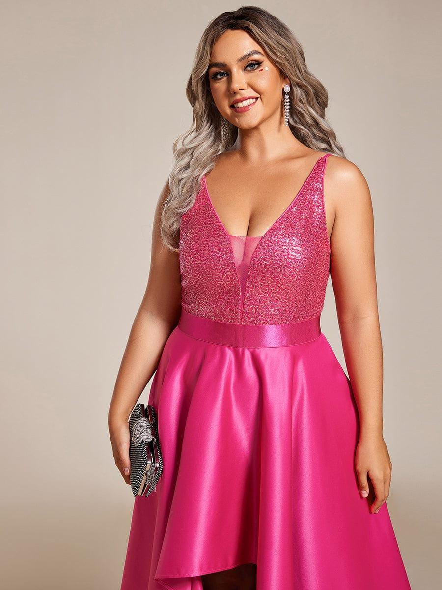 pretty ALYNA|Sparkly Plus Size Prom Dresses for Women with Irregular Hem (Final Sale)