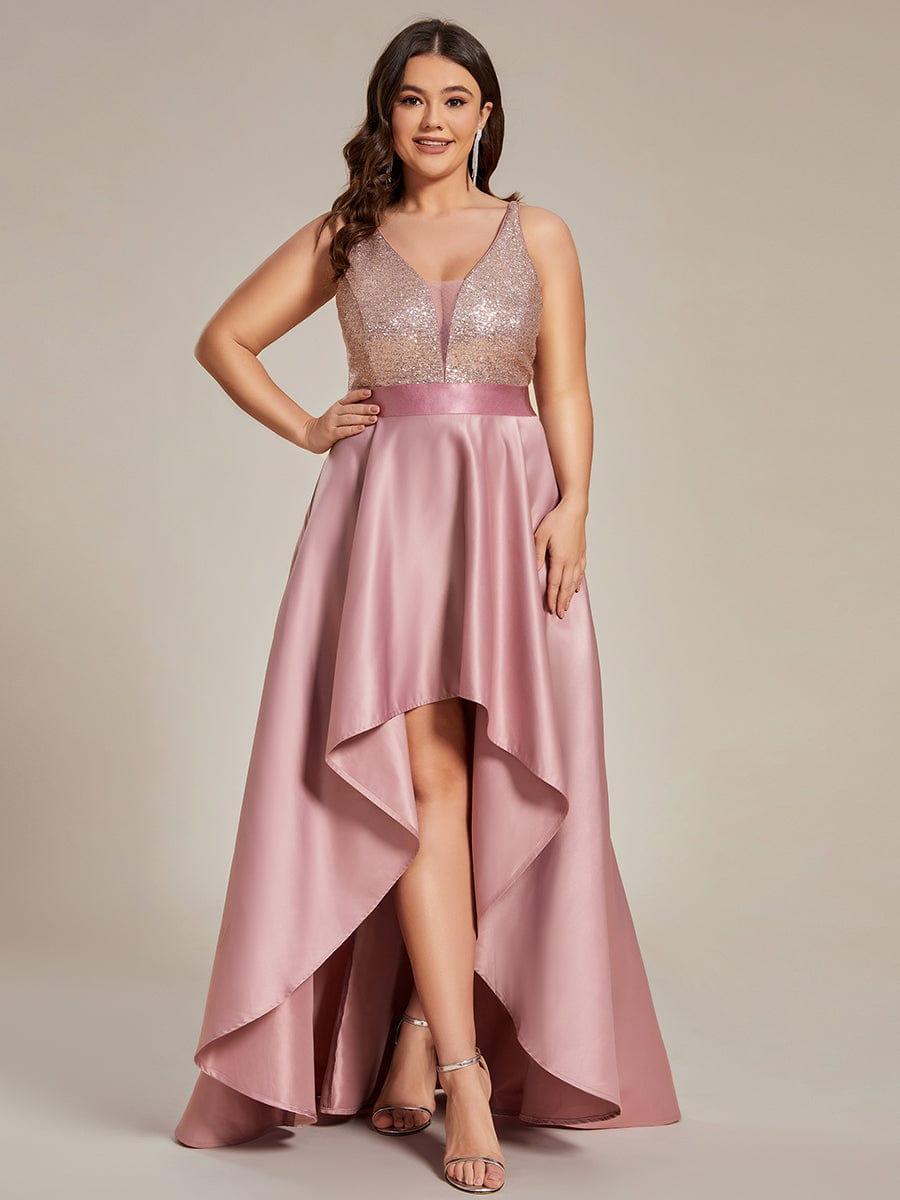 pretty ALYNA|Sparkly Plus Size Prom Dresses for Women with Irregular Hem (Final Sale)