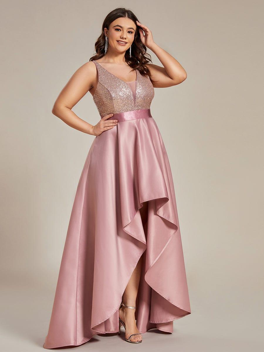 pretty ALYNA|Sparkly Plus Size Prom Dresses for Women with Irregular Hem (Final Sale)