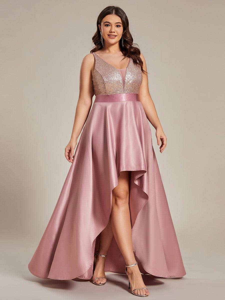 pretty ALYNA|Sparkly Plus Size Prom Dresses for Women with Irregular Hem (Final Sale)