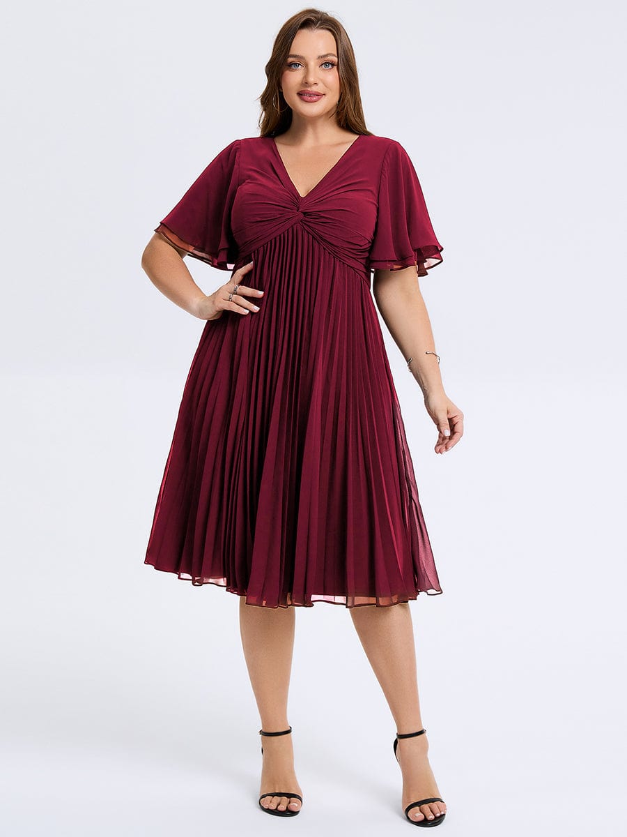 pretty TALIENNE|Plus Size Pleated Midi Wedding Guest Dress