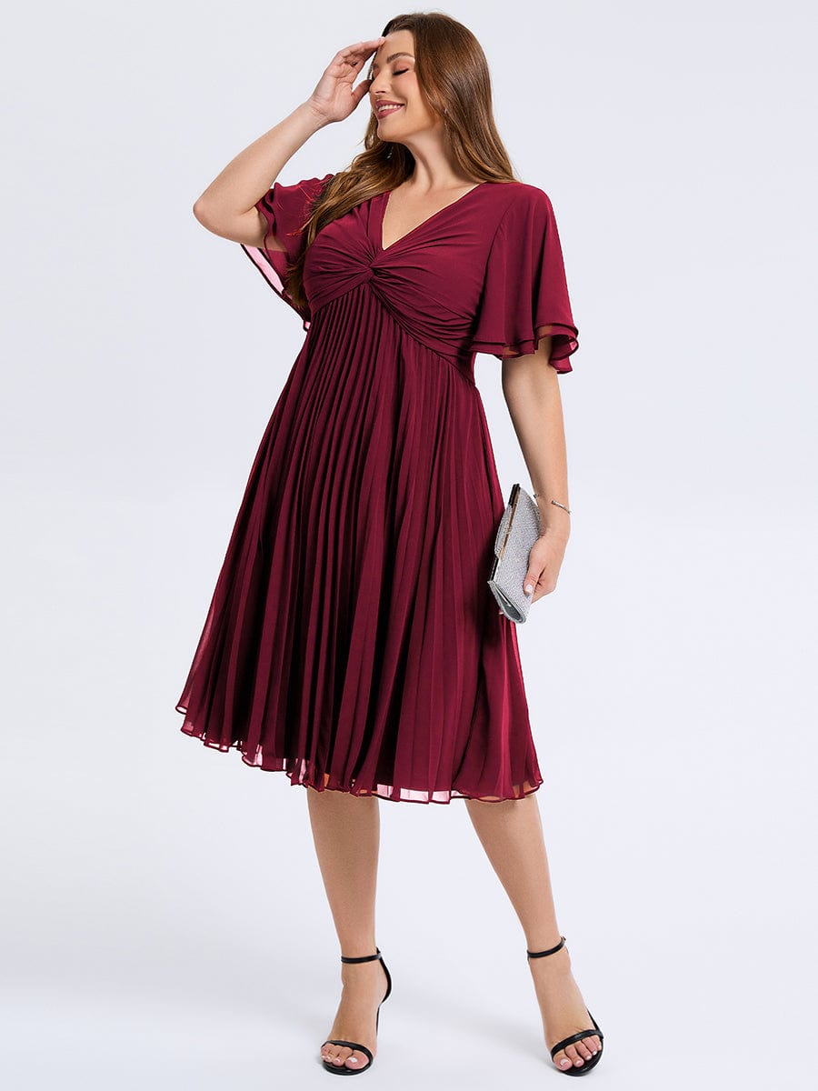 pretty TALIENNE|Plus Size Pleated Midi Wedding Guest Dress