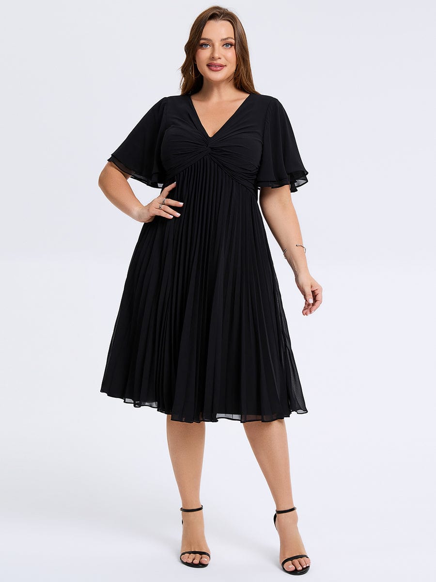 pretty TALIENNE|Plus Size Pleated Midi Wedding Guest Dress