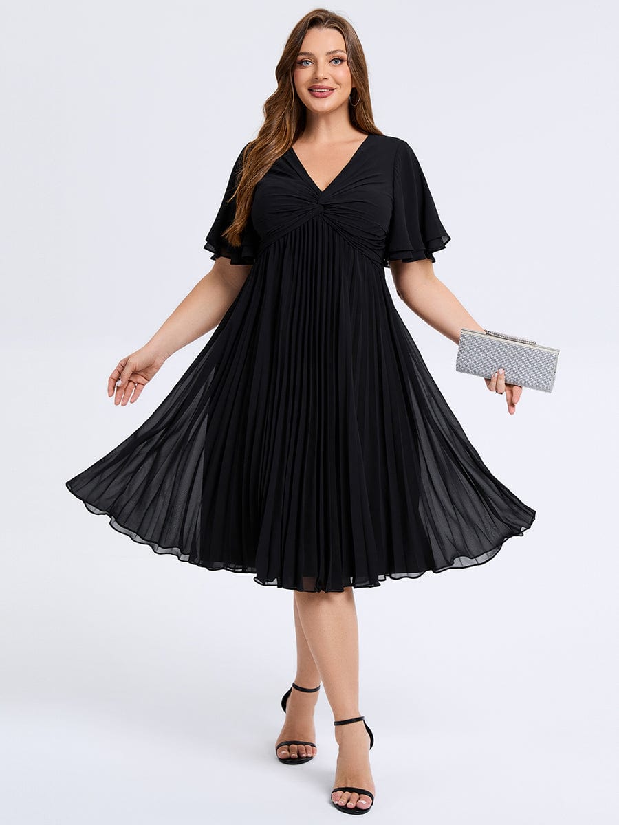 pretty TALIENNE|Plus Size Pleated Midi Wedding Guest Dress