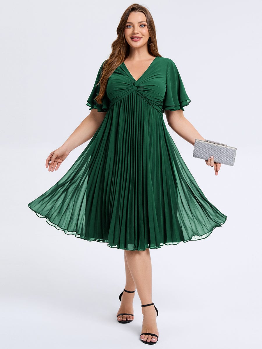 pretty TALIENNE|Plus Size Pleated Midi Wedding Guest Dress