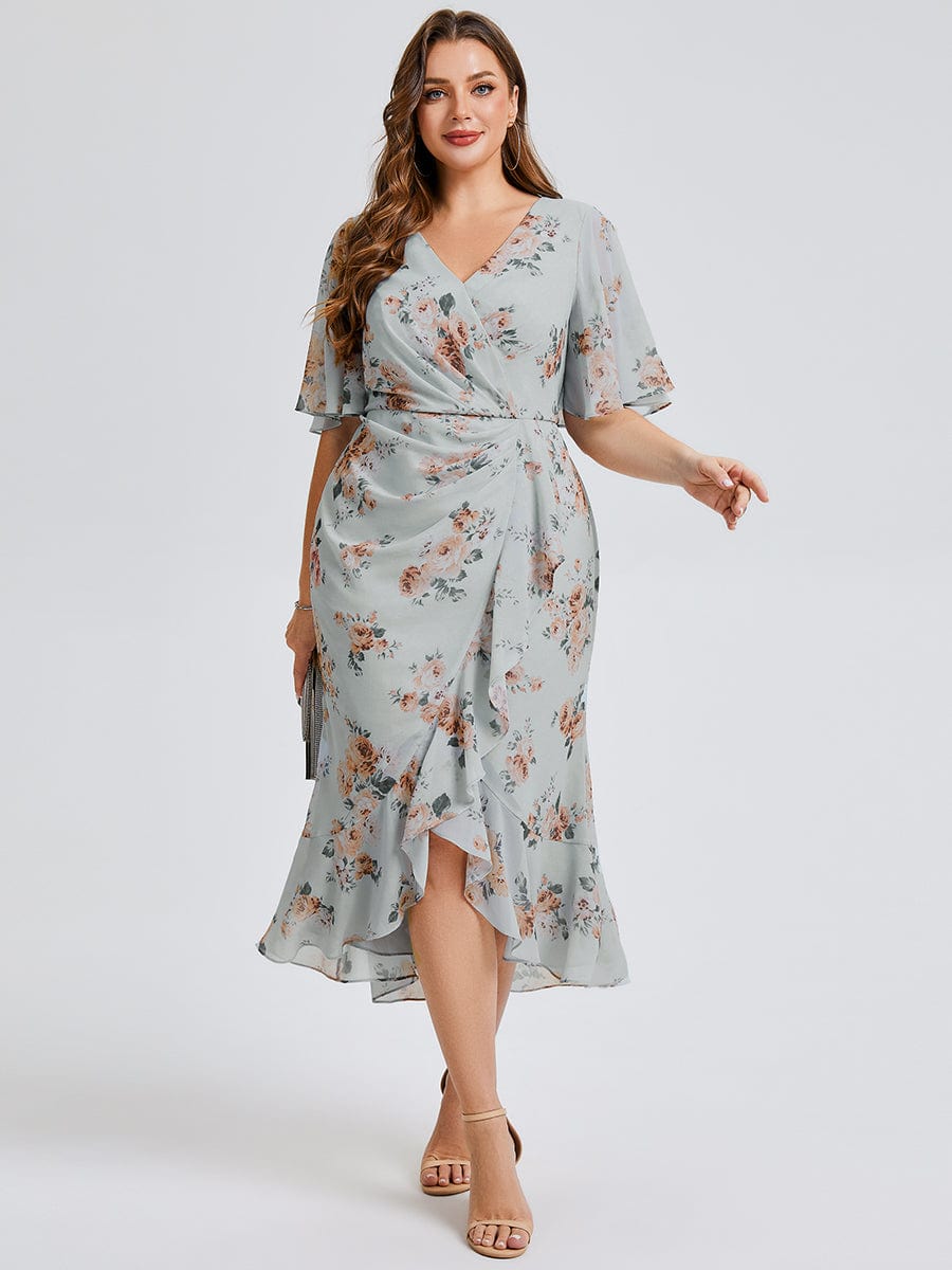 pretty FLORENCIA|Plus Size Floral Chiffon Wedding Guest Dress