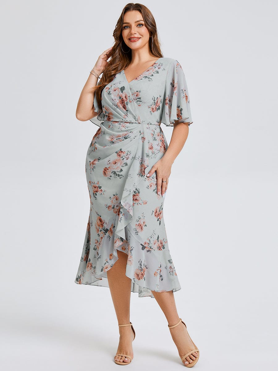 pretty FLORENCIA|Plus Size Floral Chiffon Wedding Guest Dress