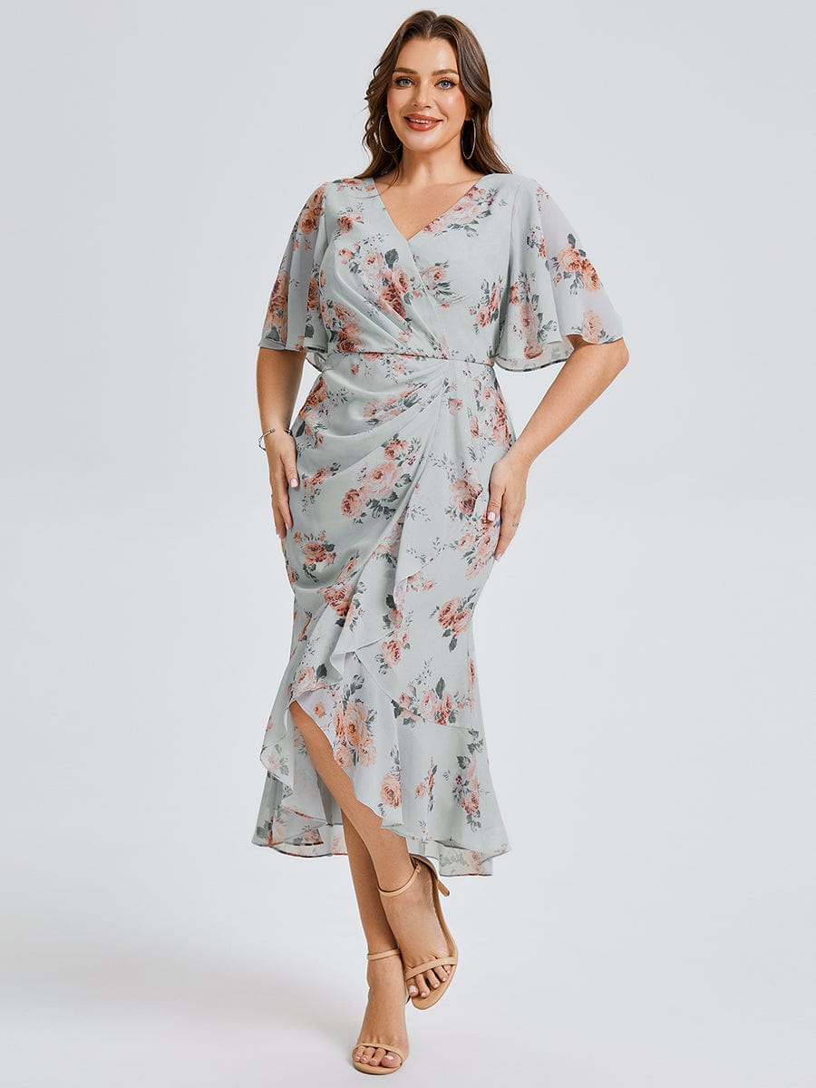pretty FLORENCIA|Plus Size Floral Chiffon Wedding Guest Dress