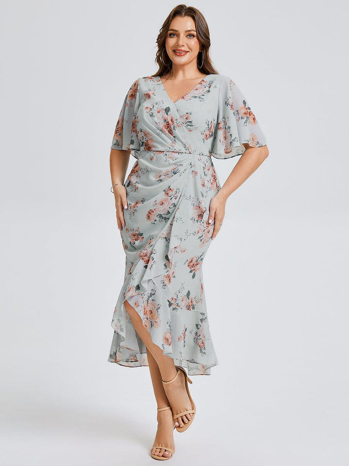 pretty FLORENCIA|Plus Size Floral Chiffon Wedding Guest Dress