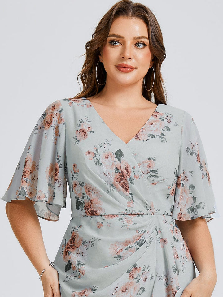 pretty FLORENCIA|Plus Size Floral Chiffon Wedding Guest Dress
