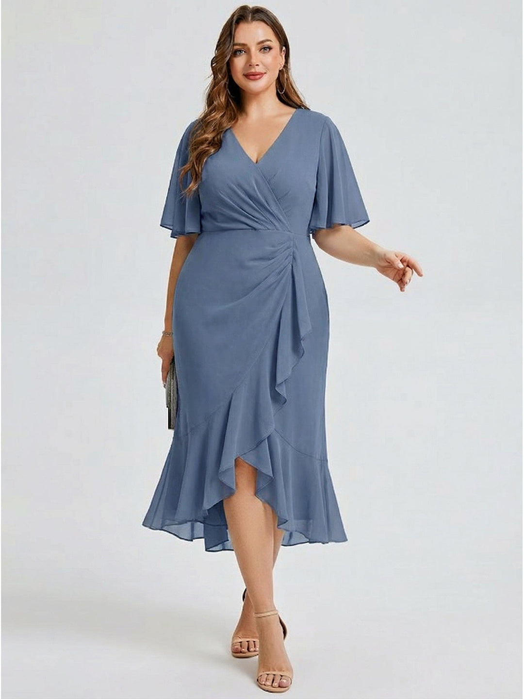 pretty FLORENCIA|Plus Size Floral Chiffon Wedding Guest Dress