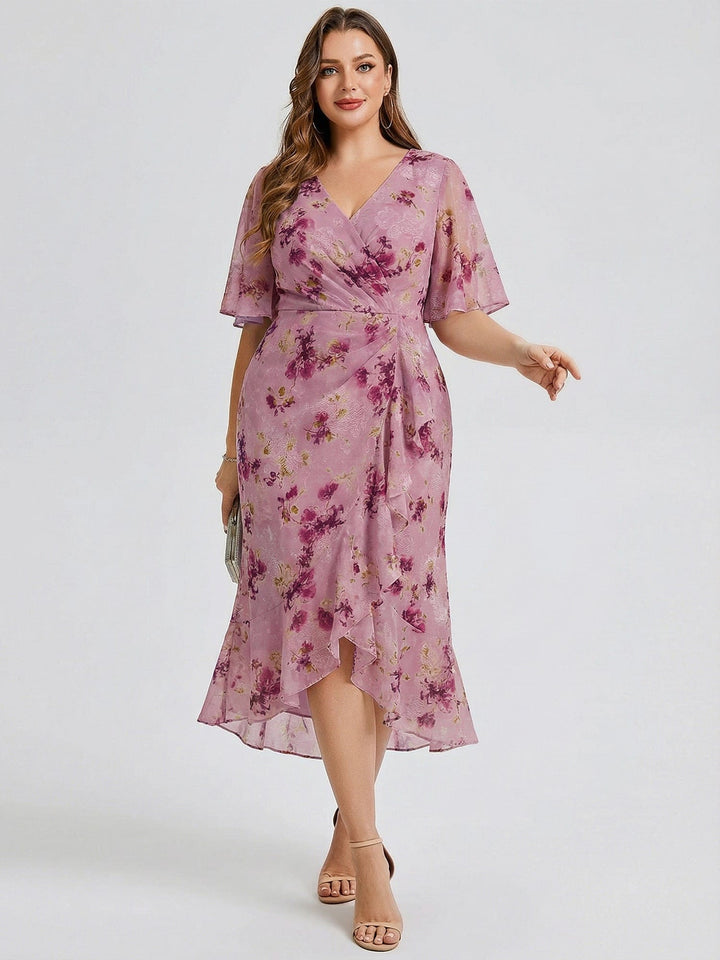 pretty FLORENCIA|Plus Size Floral Chiffon Wedding Guest Dress