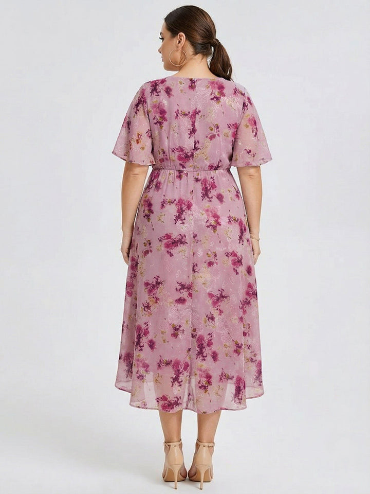 pretty FLORENCIA|Plus Size Floral Chiffon Wedding Guest Dress