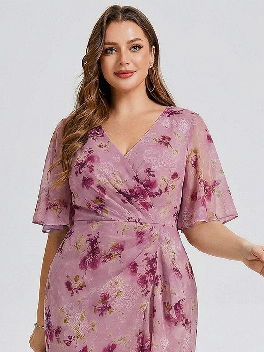 pretty FLORENCIA|Plus Size Floral Chiffon Wedding Guest Dress