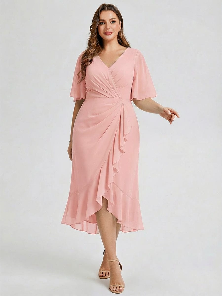 pretty FLORENCIA|Plus Size Floral Chiffon Wedding Guest Dress