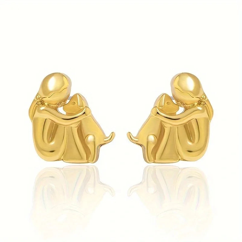 Silver and Gold Two-Tone Hug Earrings