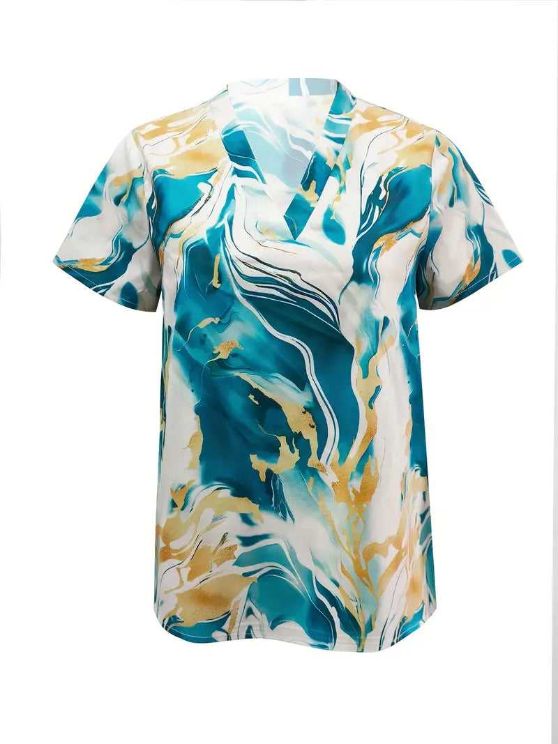 Mildred™ Marble Print Short Sleeve Shirt