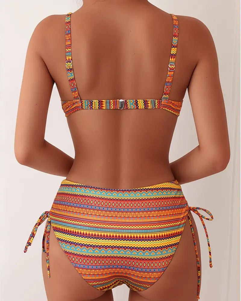 Rose | Two Piece Swimsuit with Striped Print