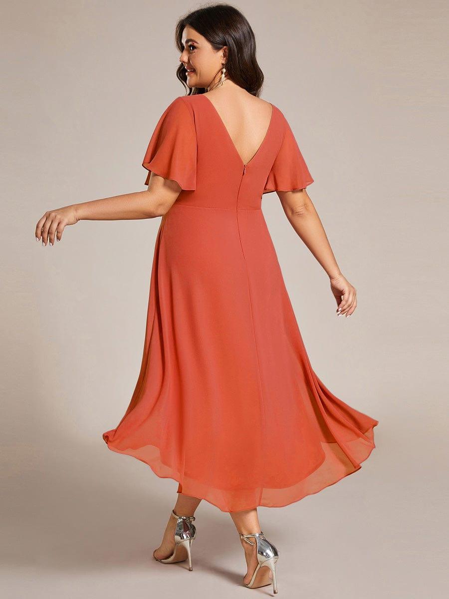 pretty FAYE|Plus Size V-Neck High-Low Chiffon Wedding Guest Dress